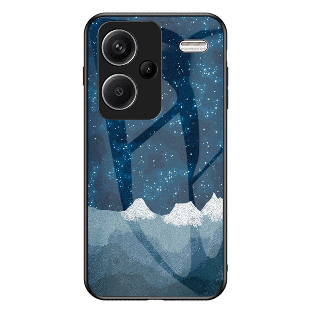 Xiaomi Redmi Note 13 Pro+ 5G-skal Slim-Fit Starry Sky-mönster Härdat glas+PC+TPU Smartphone-skal