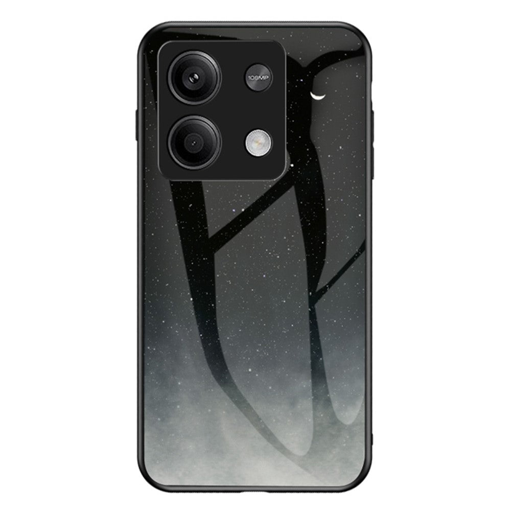 For Xiaomi Redmi Note 13 5G Case Tempered Glass+PC+TPU Phone Back Protector with Starry Sky Pattern