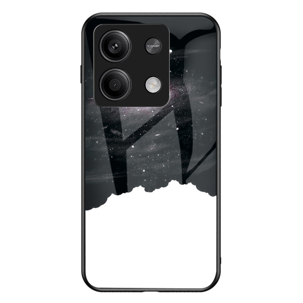 For Xiaomi Redmi Note 13 5G Case Tempered Glass+PC+TPU Phone Back Protector with Starry Sky Pattern