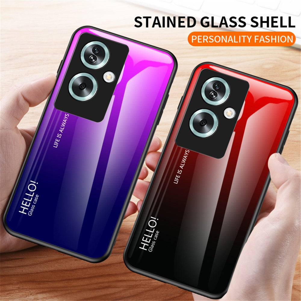 Til Oppo A79 5G / A2 5G Cover Gradient Farve Hærdet Glas Telefoncover