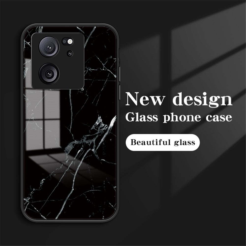 Xiaomi 13T / 13T Pro / Redmi K60 Ultra Cover Marble Pattern PC+TPU+Tempered Glass Mobile Phone Shell