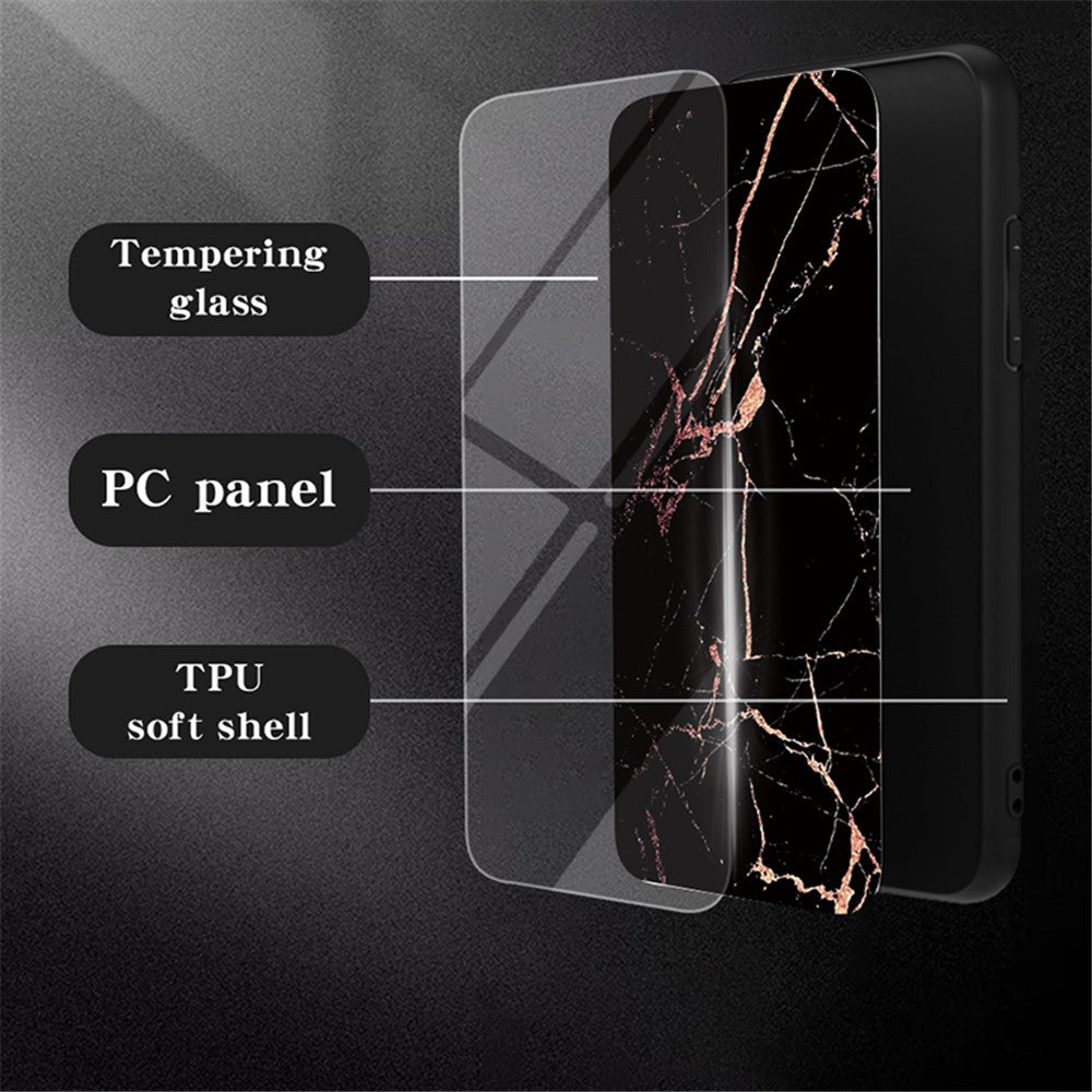 Xiaomi 13T / 13T Pro / Redmi K60 Ultra Cover Marble Pattern PC+TPU+Tempered Glass Mobile Phone Shell