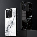 Xiaomi 13T / 13T Pro / Redmi K60 Ultra Cover Marble Pattern PC+TPU+Tempered Glass Mobile Phone Shell