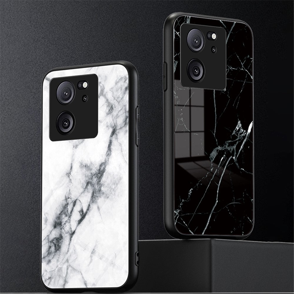 Xiaomi 13T / 13T Pro / Redmi K60 Ultra Cover Marble Pattern PC+TPU+Tempered Glass Mobile Phone Shell