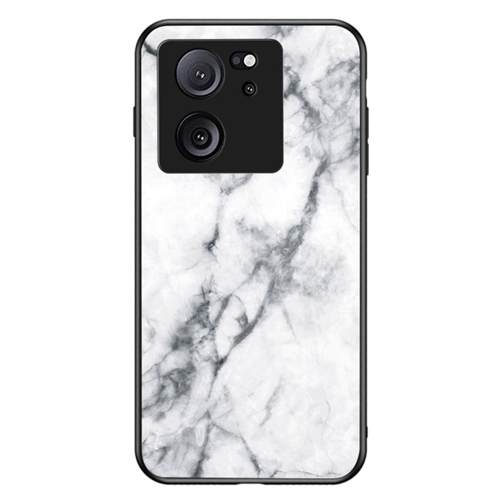 Xiaomi 13T / 13T Pro / Redmi K60 Ultra Cover Marble Pattern PC+TPU+Tempered Glass Mobile Phone Shell