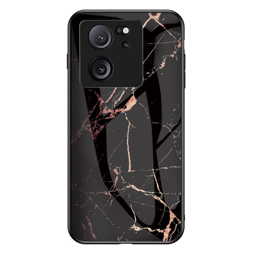Xiaomi 13T / 13T Pro / Redmi K60 Ultra Cover Marble Pattern PC+TPU+Tempered Glass Mobile Phone Shell