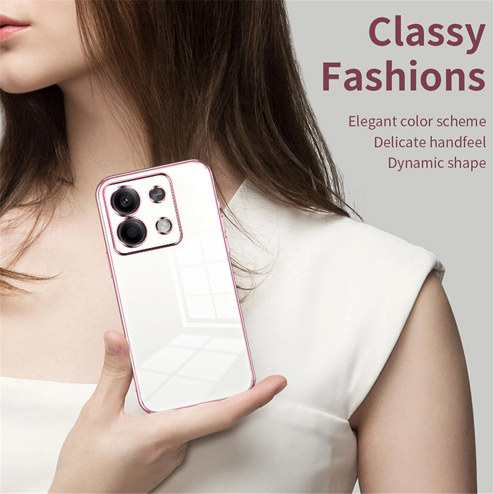 For Xiaomi Redmi Note 13 5G Cell Phone Case Electroplated Crystal Clear Cover with Precise Lens Cutout