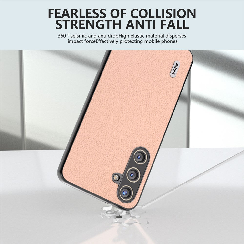ABEEL For Samsung Galaxy S24+ Phone Case Litchi Texture Cowhide Leather Back Cover