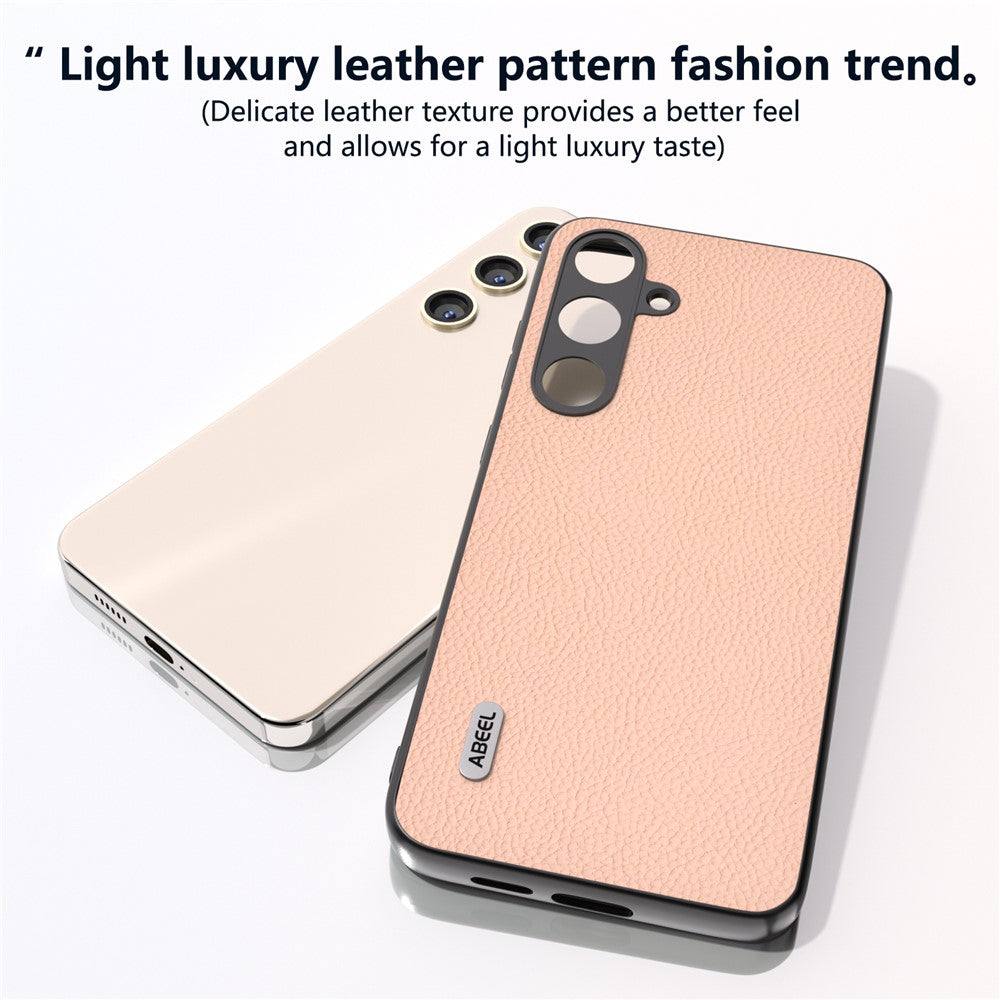 ABEEL For Samsung Galaxy S24+ Phone Case Litchi Texture Cowhide Leather Back Cover