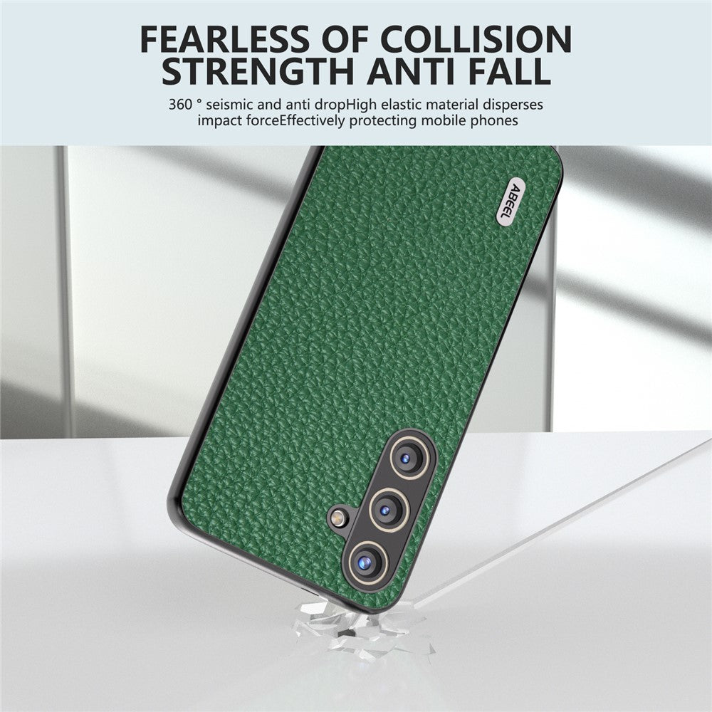 ABEEL Litchi Texture Cover for Samsung Galaxy S24+ Cowhide Leather+PC+TPU Phone Case