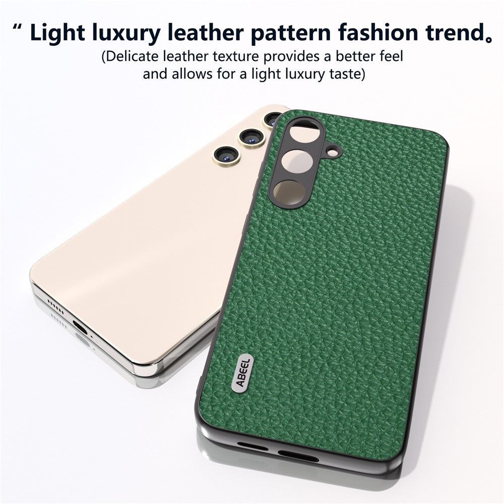 ABEEL Litchi Texture Cover for Samsung Galaxy S24+ Cowhide Leather+PC+TPU Phone Case
