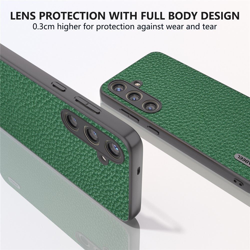 ABEEL Litchi Texture Cover for Samsung Galaxy S24+ Cowhide Leather+PC+TPU Phone Case