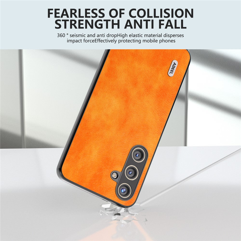 ABEEL For Samsung Galaxy S24 Litchi Texture Back Case PU Leather Coated PC+TPU Phone Cover