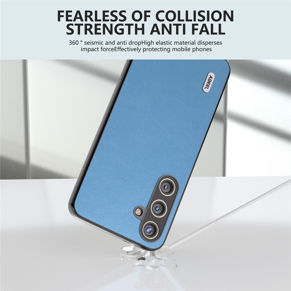 ABEEL For Samsung Galaxy S24 Textured Phone Case Slim PU Leather Shockproof Cover