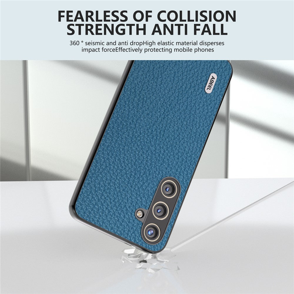 ABEEL til Samsung Galaxy S24 Mobilcover i okselæder+PC+TPU Litchi-tekstur