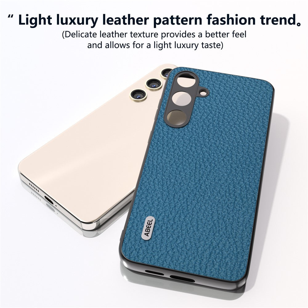 ABEEL til Samsung Galaxy S24 Mobilcover i okselæder+PC+TPU Litchi-tekstur