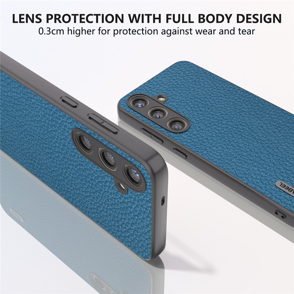 ABEEL til Samsung Galaxy S24 Mobilcover i okselæder+PC+TPU Litchi-tekstur