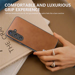 ABEEL For Samsung Galaxy S24 Shockproof Phone Case Leather Coated TPU+PC Cover