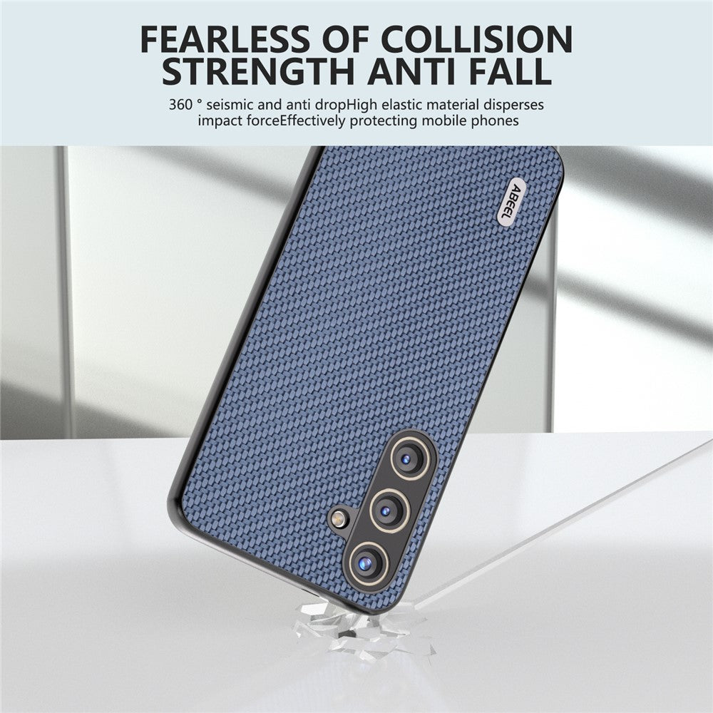 ABEEL til Samsung Galaxy S24 Carbon Fiber Tekstur Etui PU Læder+PC+TPU Beskyttende Telefoncover