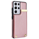 For Samsung Galaxy S21 Ultra 5G Case Shockproof TPU+PU Leather+Metal Hardware Phone Back Shell