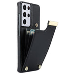 For Samsung Galaxy S21 Ultra 5G Case Shockproof TPU+PU Leather+Metal Hardware Phone Back Shell