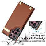For Samsung Galaxy S22 Ultra 5G Cover Card Slots TPU+PU Leather Cell Phone Case with Metal Decor
