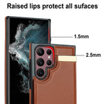 For Samsung Galaxy S22 Ultra 5G Cover Card Slots TPU+PU Leather Cell Phone Case with Metal Decor