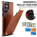 For Samsung Galaxy S22 Ultra 5G Cover Card Slots TPU+PU Leather Cell Phone Case with Metal Decor