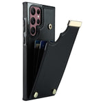 For Samsung Galaxy S22 Ultra 5G Cover Card Slots TPU+PU Leather Cell Phone Case with Metal Decor