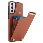 Samsung Galaxy S21 5G / S21 4G-skal med korthållare, TPU+läder, bakstycke med metalldekor