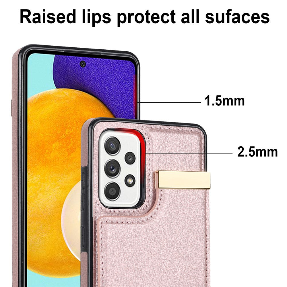 Samsung Galaxy A52 4G / A52 5G / A52s 5G-skal i TPU+læder med metaldekoration, kortholder og mobilskal