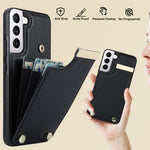 For Samsung Galaxy S22+ 5G Cell Phone Case Hardware Decor TPU+PU Leather Card Holder Cover