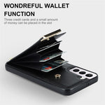 For Samsung Galaxy S22+ 5G Cell Phone Case Hardware Decor TPU+PU Leather Card Holder Cover