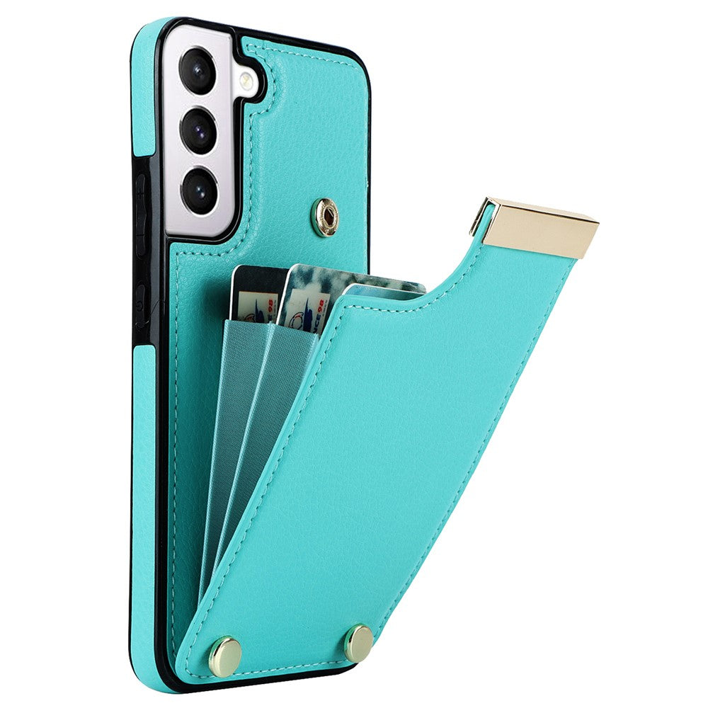 For Samsung Galaxy S22+ 5G Cell Phone Case Hardware Decor TPU+PU Leather Card Holder Cover