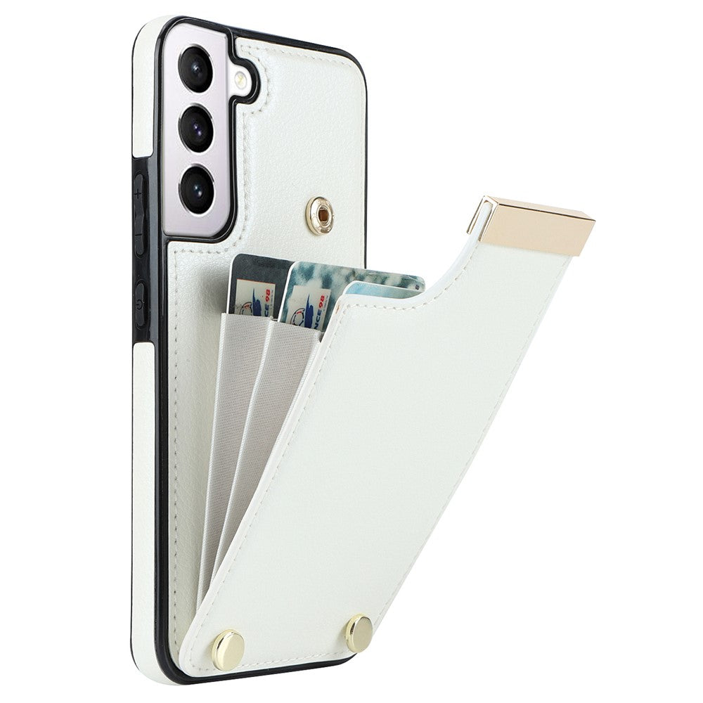 For Samsung Galaxy S22+ 5G Cell Phone Case Hardware Decor TPU+PU Leather Card Holder Cover