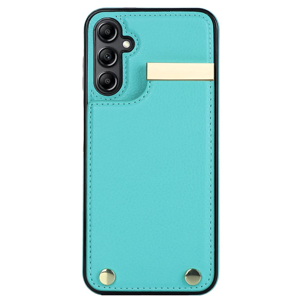Samsung Galaxy S23 FE-fodral i TPU+PU-läder med metalldekor, stötdämpande material och korthållare