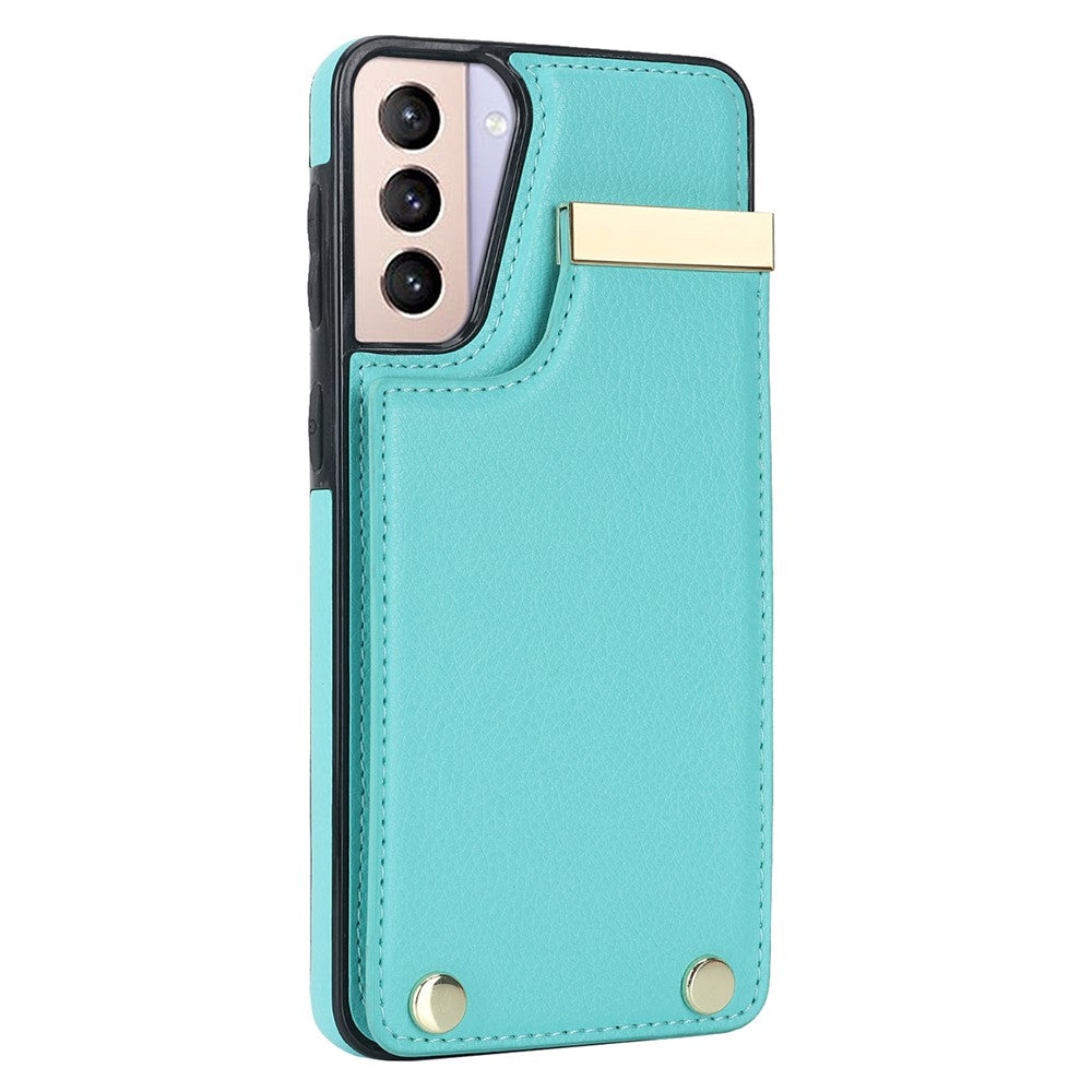 Til Samsung Galaxy S21+ 5G Cover Metal Dekor TPU+Læder Kortholder Ridsefast Mobiltelefon Etui