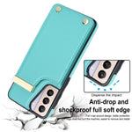 For Samsung Galaxy S21+ 5G Cover Metal Decor TPU+Leather Card Holder Anti-scratch Cell Phone Case
