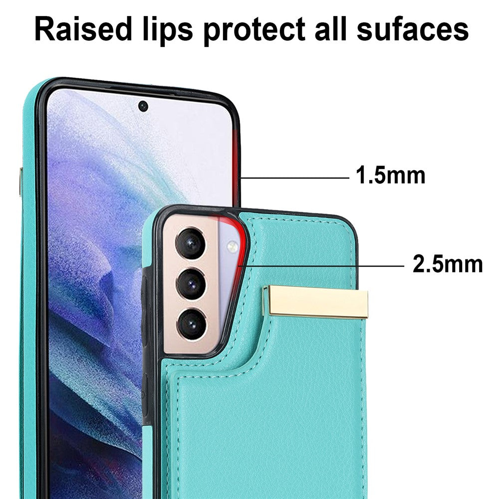 Til Samsung Galaxy S21+ 5G Cover Metal Dekor TPU+Læder Kortholder Ridsefast Mobiltelefon Etui