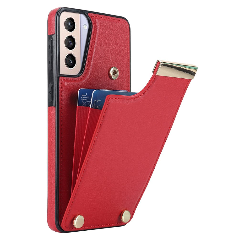 Til Samsung Galaxy S21+ 5G Cover Metal Dekor TPU+Læder Kortholder Ridsefast Mobiltelefon Etui