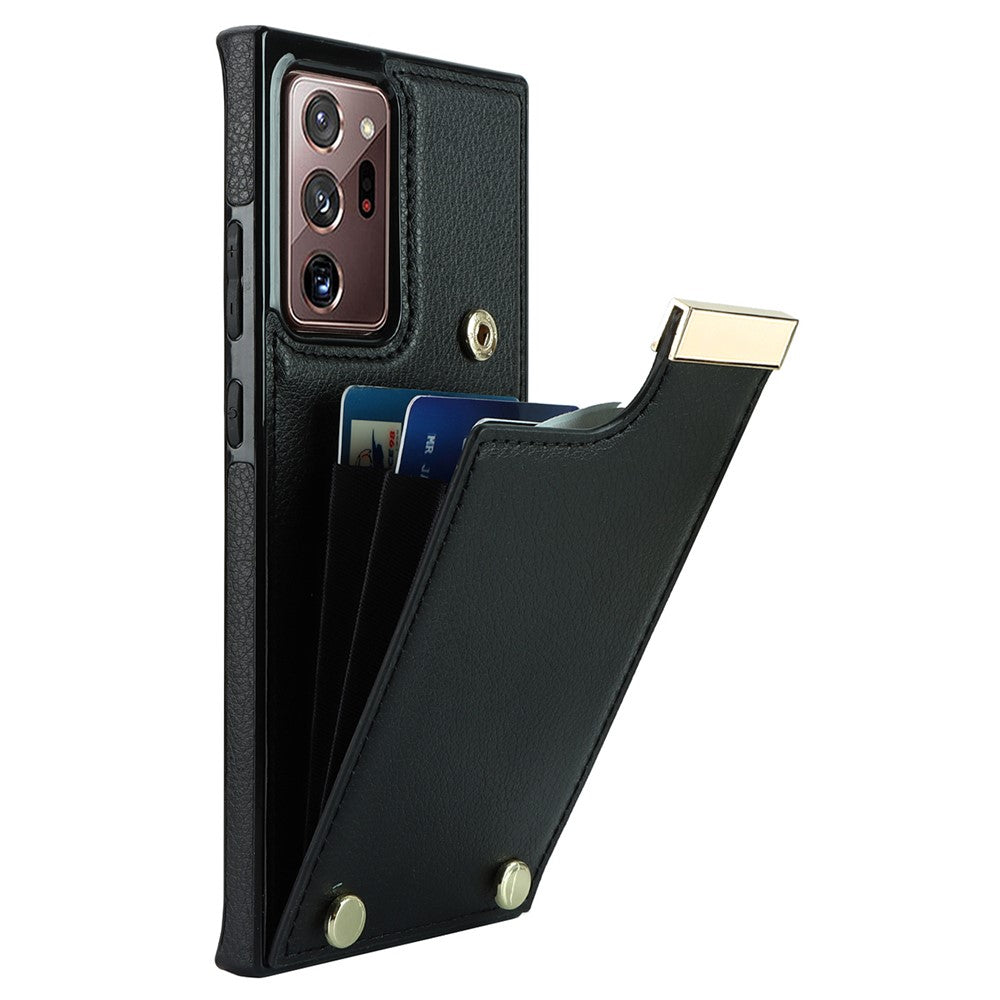 For Samsung Galaxy Note20 Ultra 5G / Note20 Ultra Case Metal Decor Phone Cover with Card Bag
