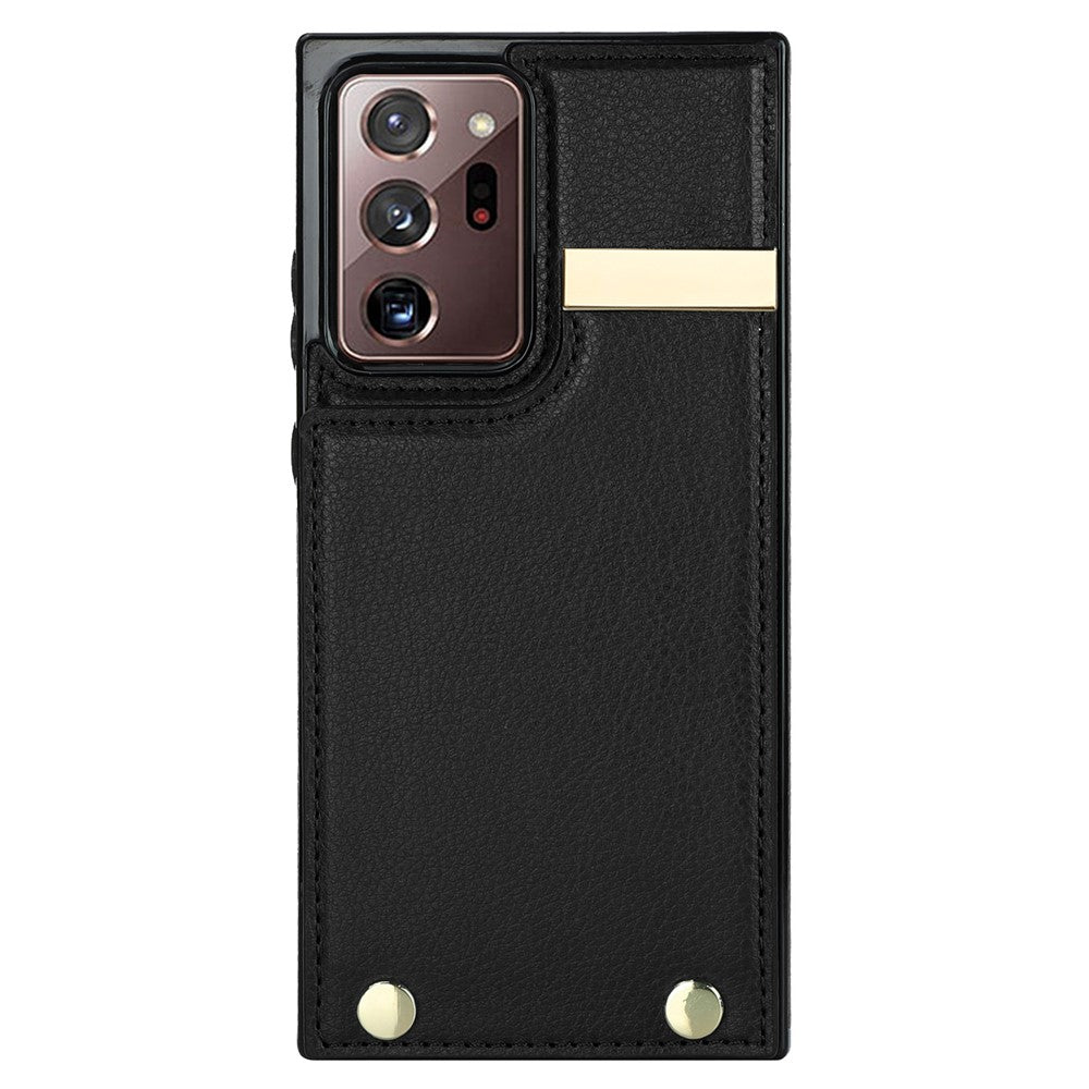 For Samsung Galaxy Note20 Ultra 5G / Note20 Ultra Case Metal Decor Phone Cover with Card Bag