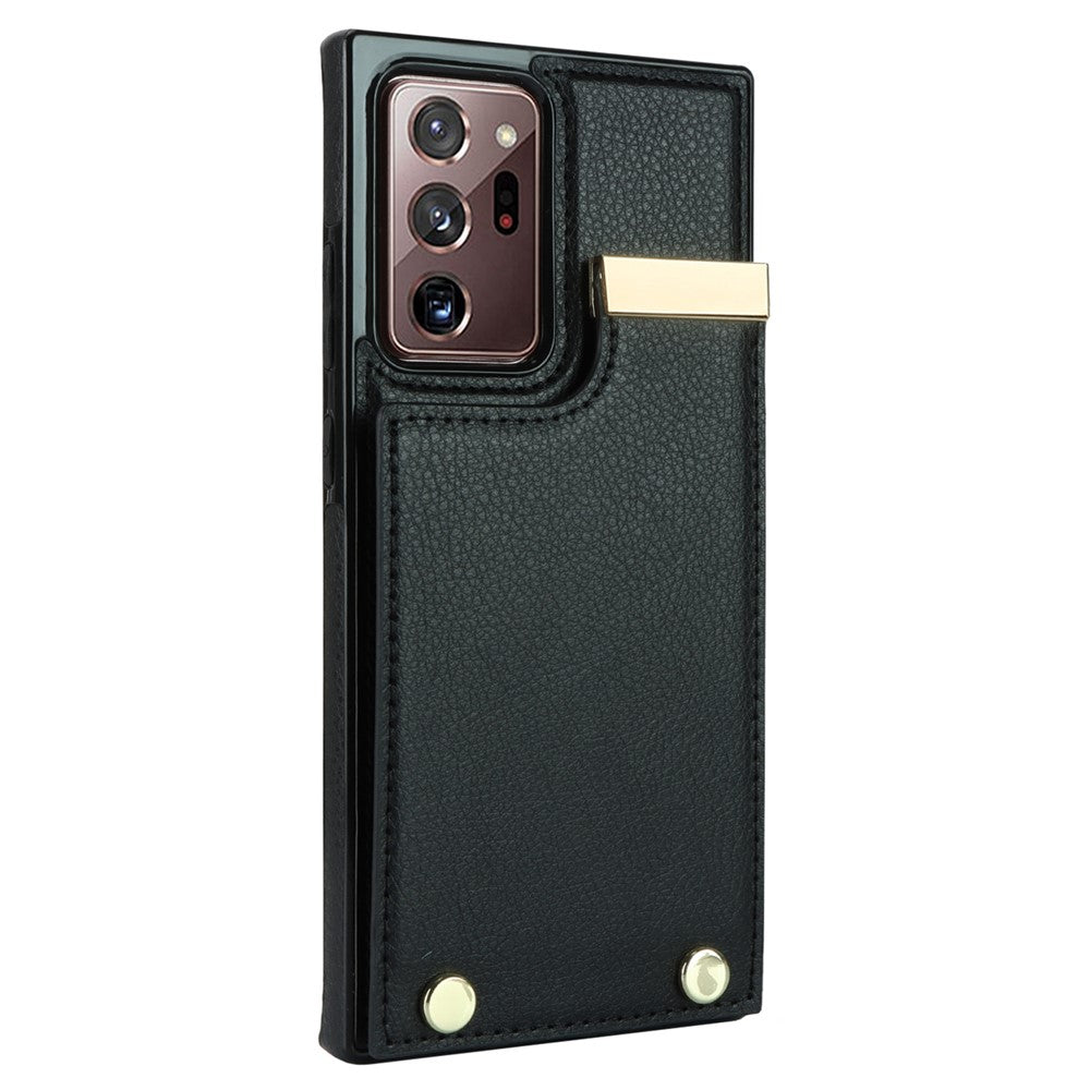 For Samsung Galaxy Note20 Ultra 5G / Note20 Ultra Case Metal Decor Phone Cover with Card Bag