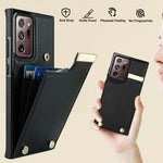 For Samsung Galaxy Note20 Ultra 5G / Note20 Ultra Case Metal Decor Phone Cover with Card Bag