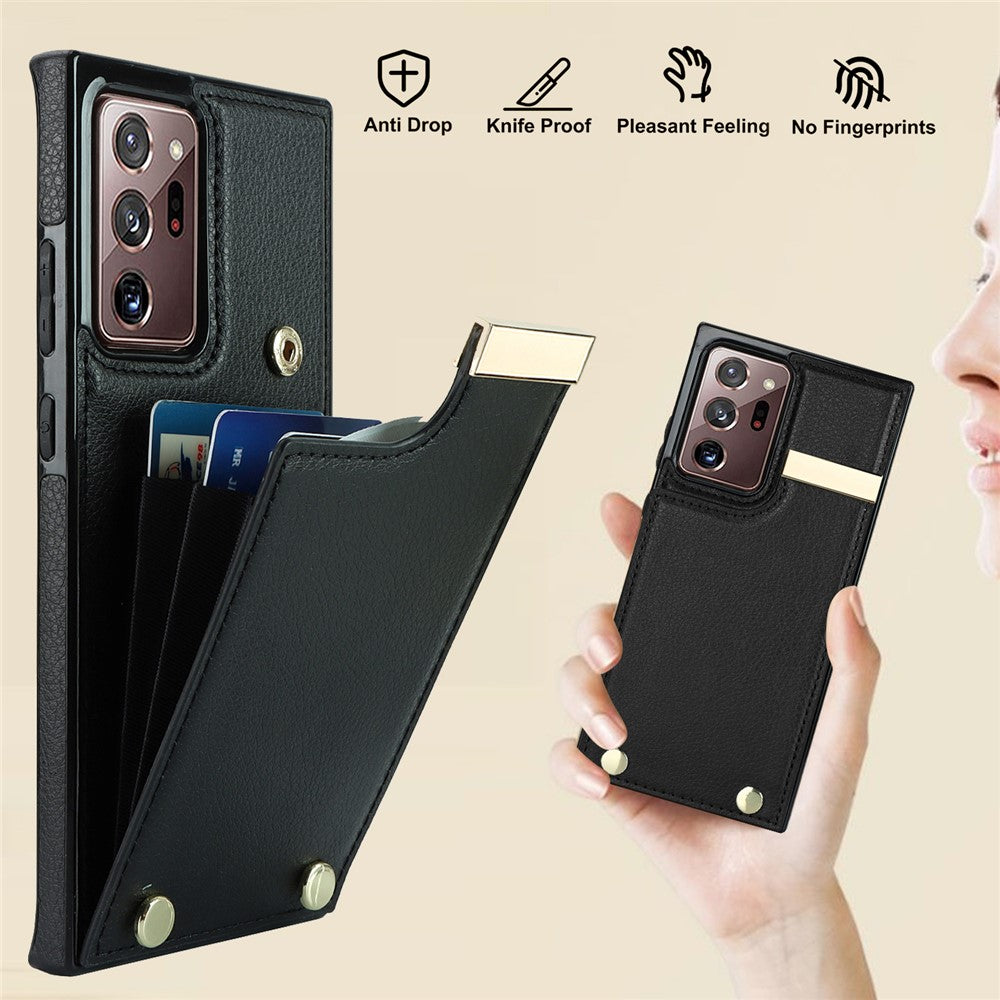 For Samsung Galaxy Note20 Ultra 5G / Note20 Ultra Case Metal Decor Phone Cover with Card Bag