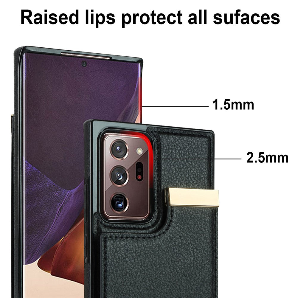 For Samsung Galaxy Note20 Ultra 5G / Note20 Ultra Case Metal Decor Phone Cover with Card Bag