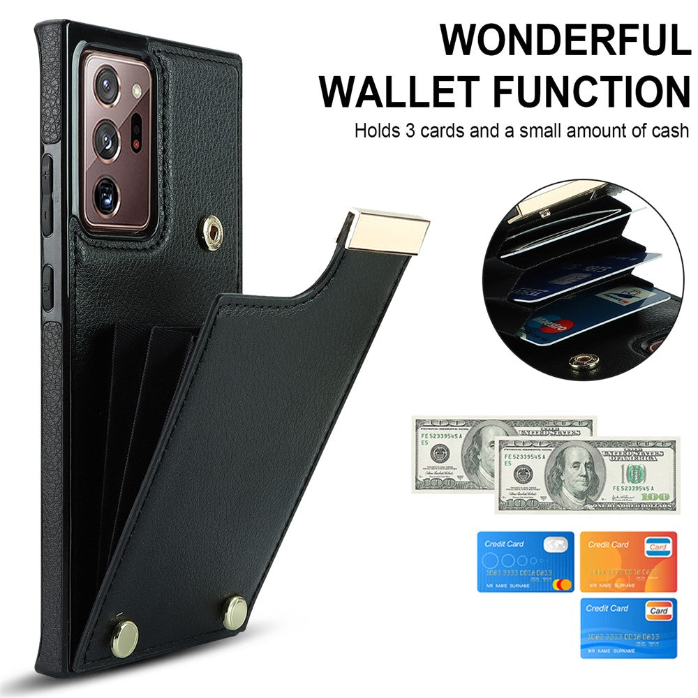 For Samsung Galaxy Note20 Ultra 5G / Note20 Ultra Case Metal Decor Phone Cover with Card Bag