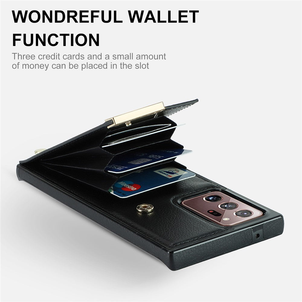 For Samsung Galaxy Note20 Ultra 5G / Note20 Ultra Case Metal Decor Phone Cover with Card Bag