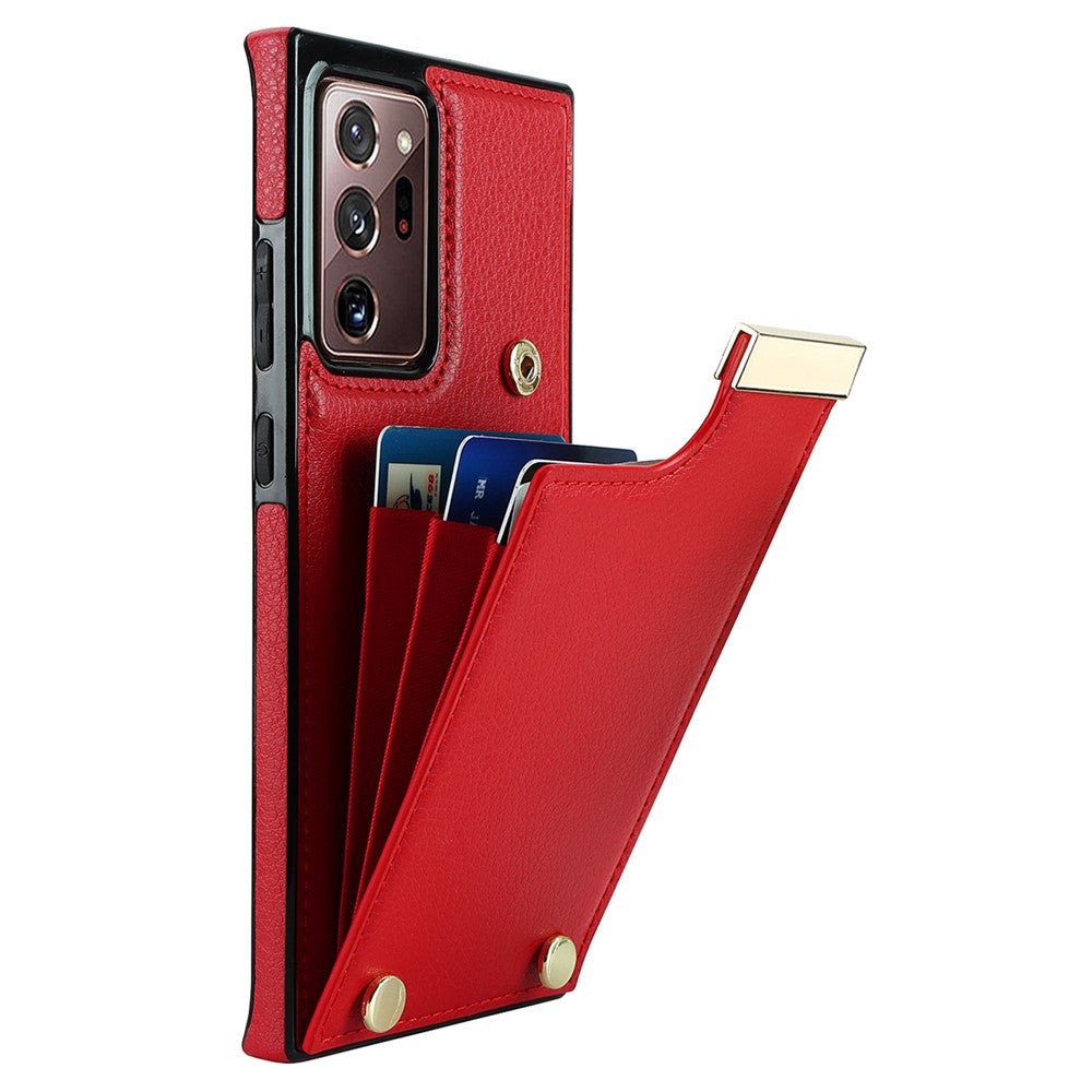 For Samsung Galaxy Note20 Ultra 5G / Note20 Ultra Case Metal Decor Phone Cover with Card Bag