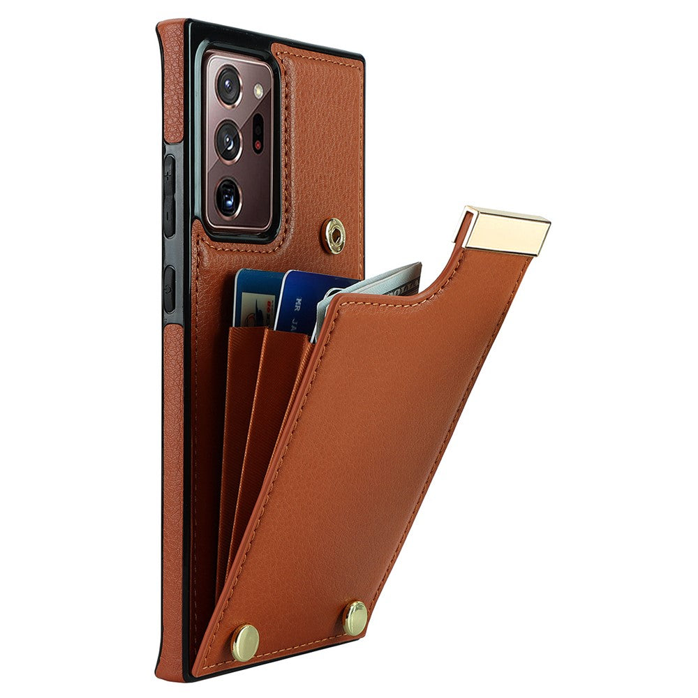 For Samsung Galaxy Note20 Ultra 5G / Note20 Ultra Case Metal Decor Phone Cover with Card Bag